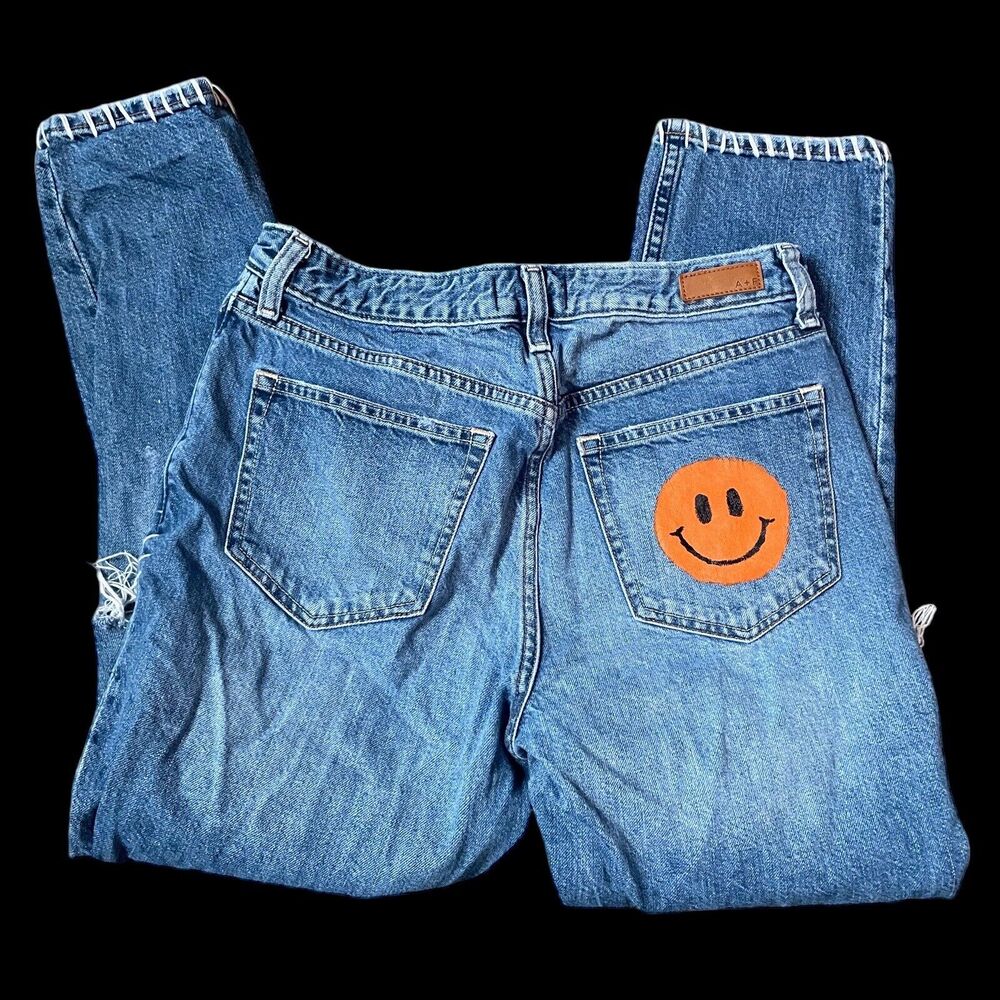 Hippie Jeans‎ Abercrombie & Fitch Sz 27 Womens Embroidered Painted Art to Wear